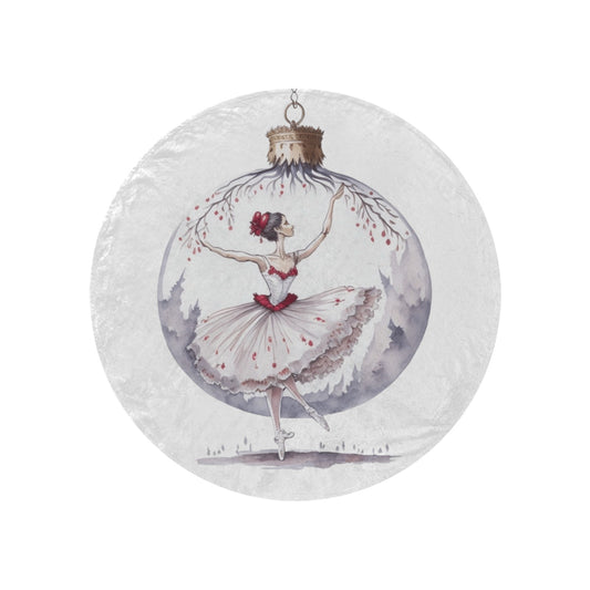 Ballerina Christmas Bauble Circular Micro Fleece Blanket