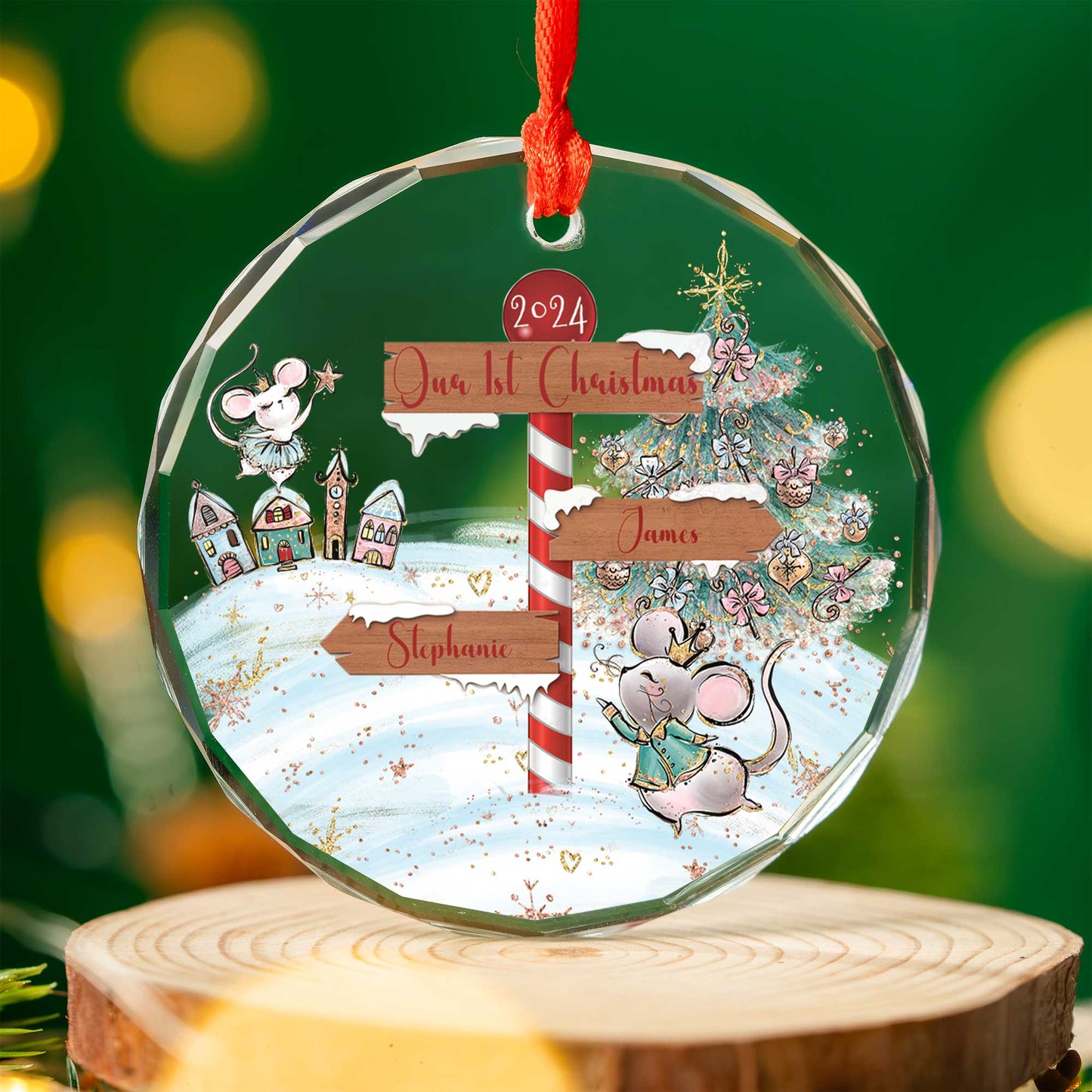 Personalised North Pole Christmas Glass Ornament