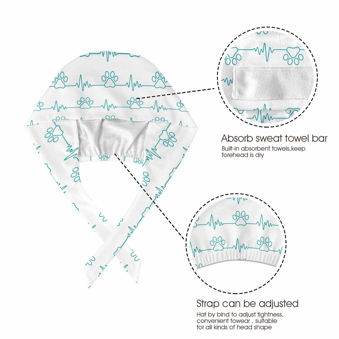 Nurse Scrub Cap Green Paw Heart Beat  Scrub Cap