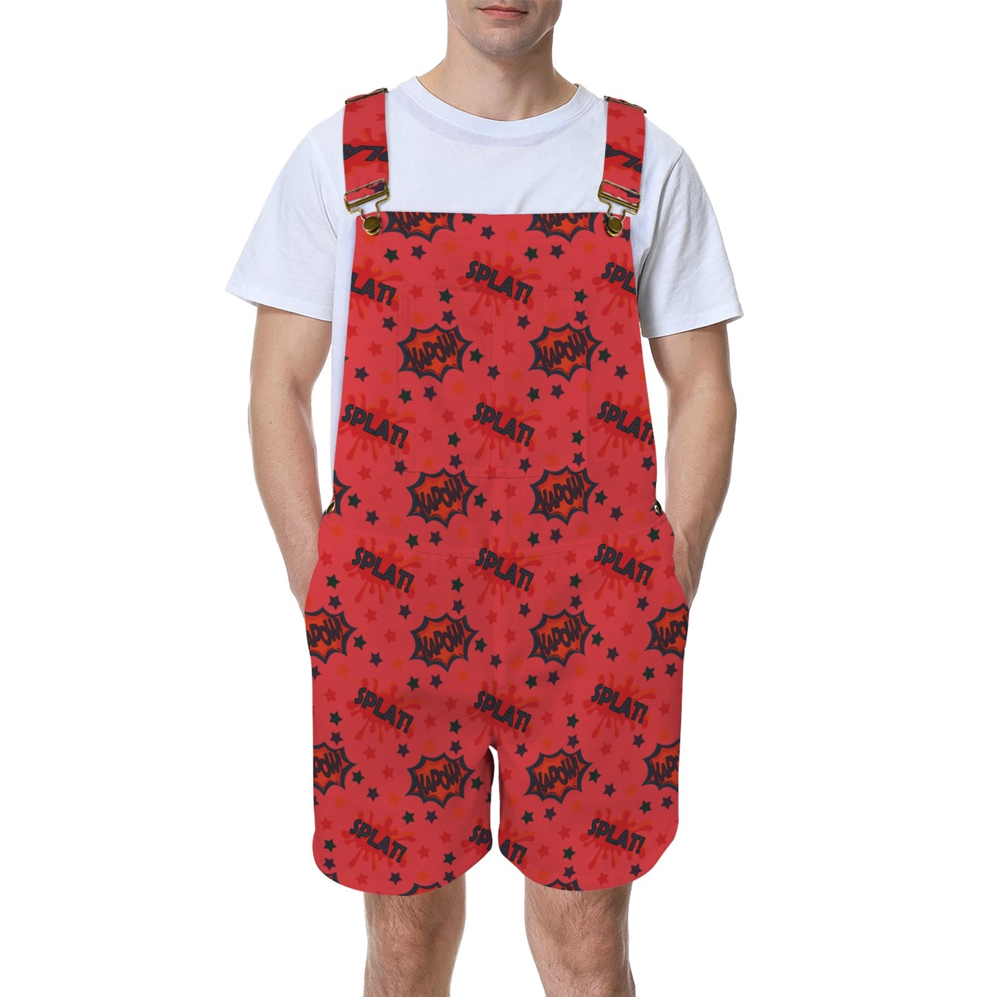 Pop words red Unisex Shorts Suspender Jumpsuit