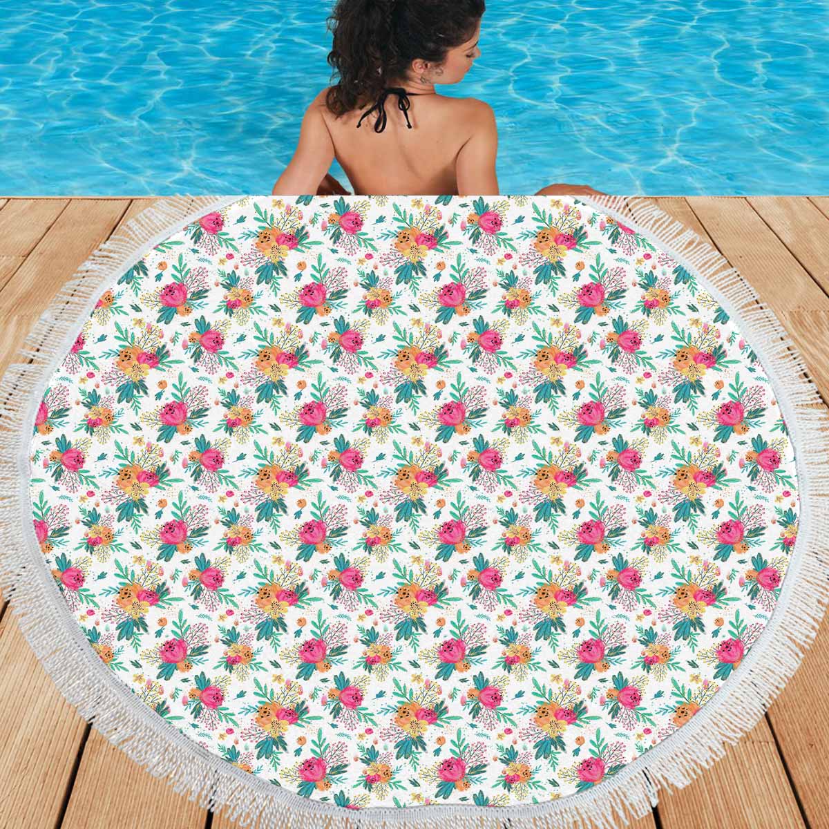 Australian Floral  Circular Beach Shawl 59"