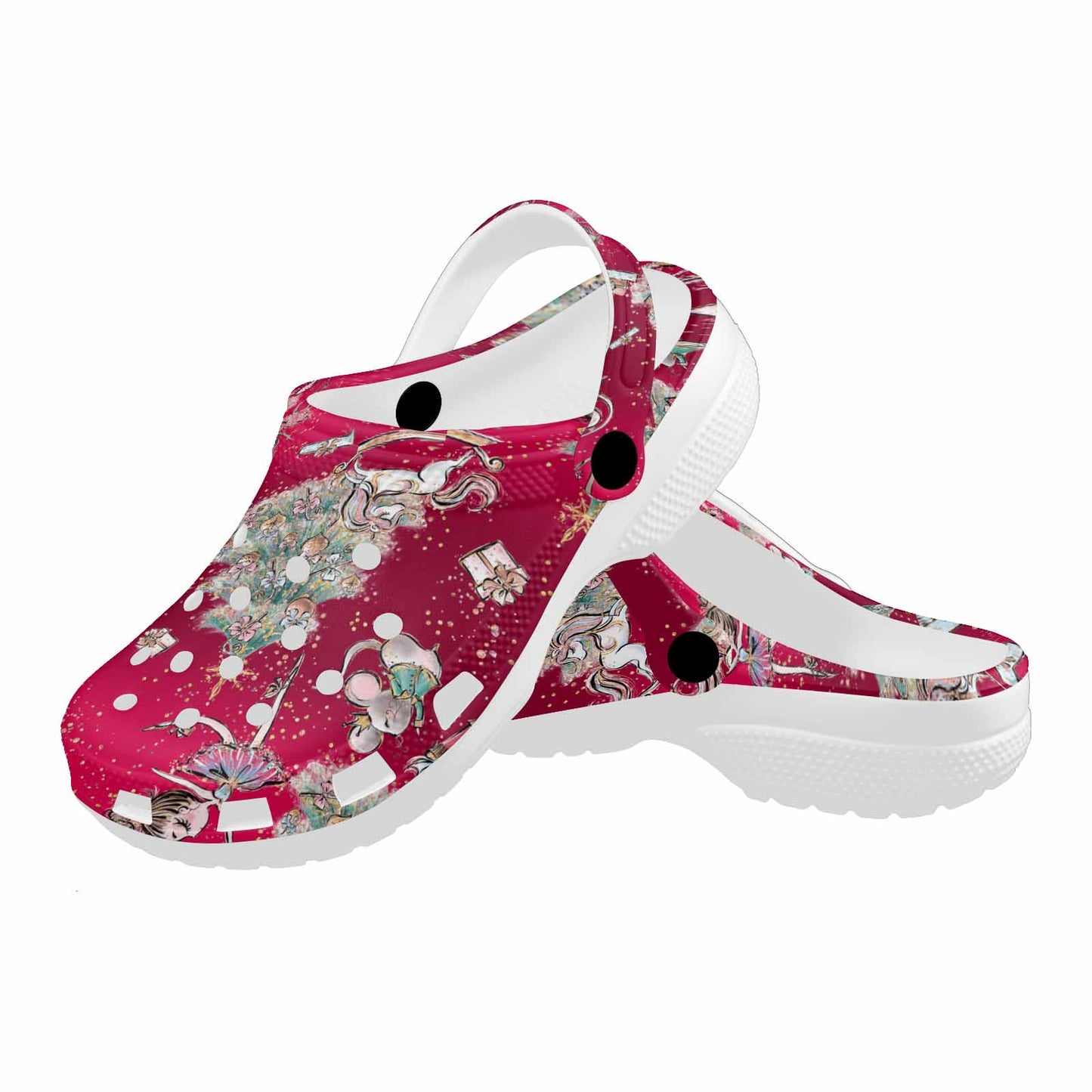 Red Christmas  Custom Print Adults Clogs