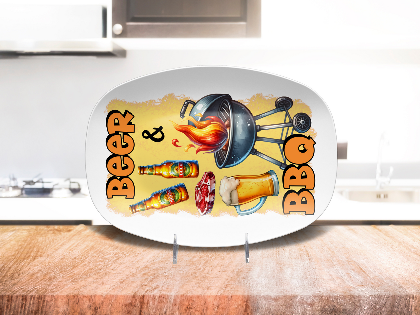 Beer & BBQ Flame 10"x14" Platter