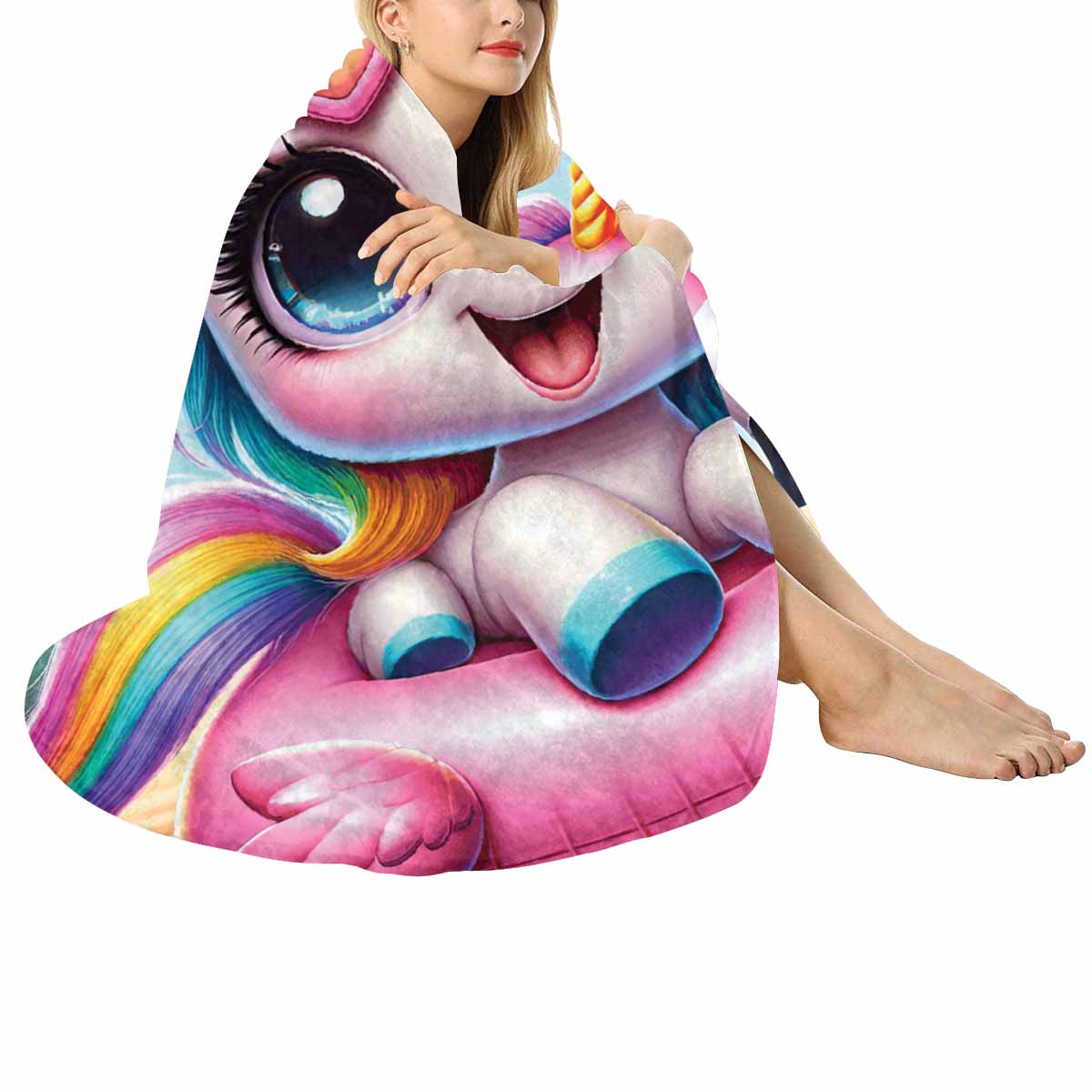 Unicorn_Awd35128  Circular Micro Fleece Blanket 60"