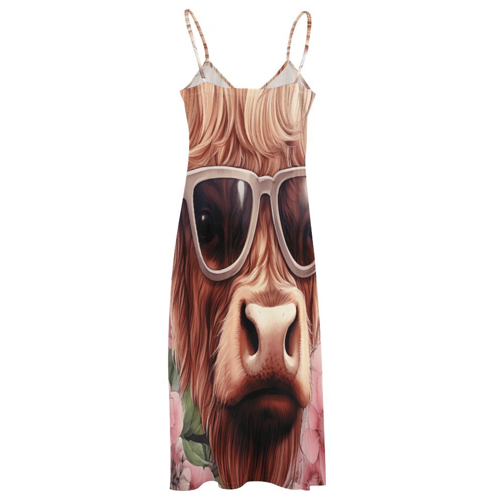 Highland Cow Spaghetti Strap Ankle-Length Dress Long dress