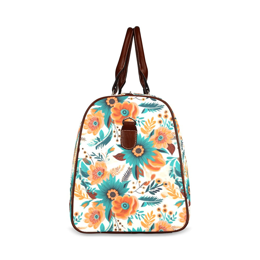 Boho Retro Floral Waterproof Travel Bag/Small (Model 1639)