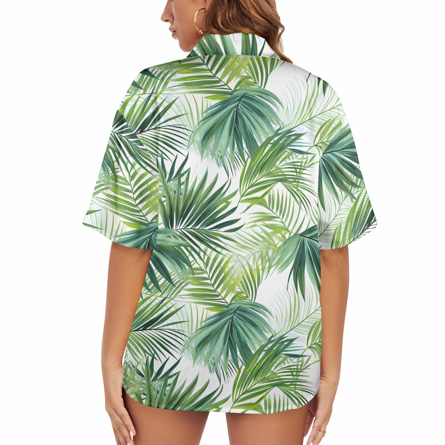 Green Palm Leaves Women's Hawaiian Shirt