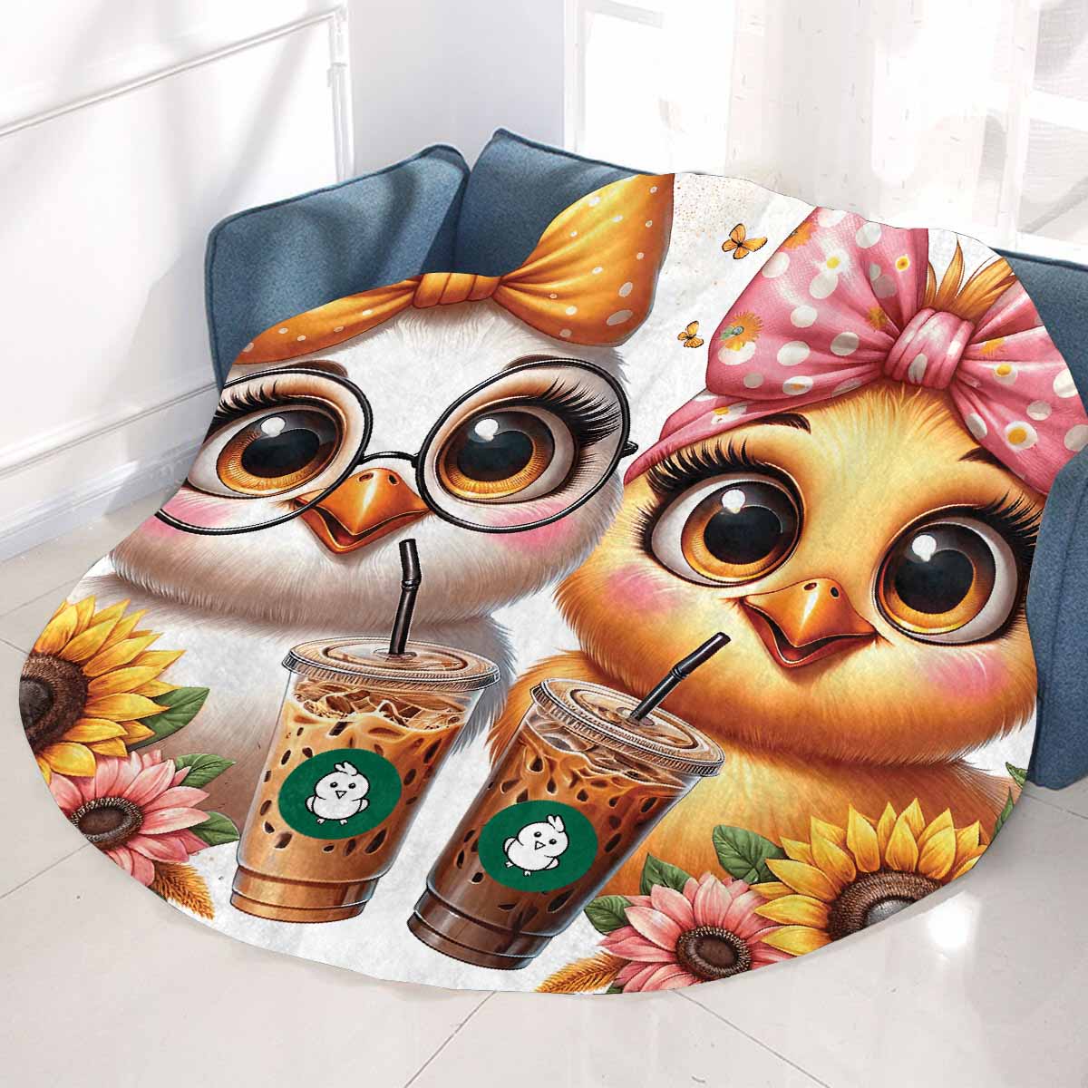 Chickens_Awd35180  Circular Micro Fleece Blanket 47"