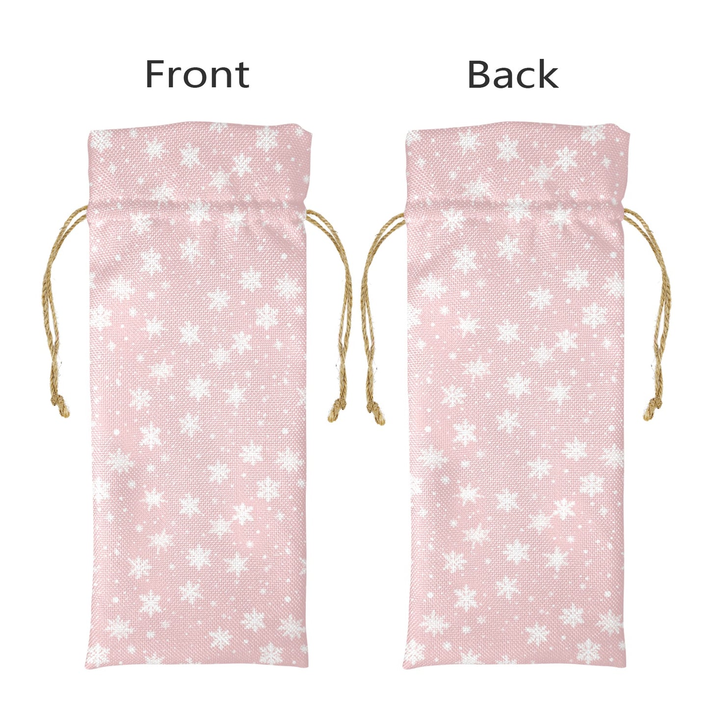 Pink Snowflakes Linen Wine Bottle Bag