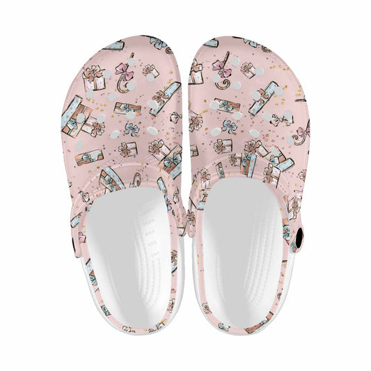 Pink Christmas  Custom Print Adults Clogs