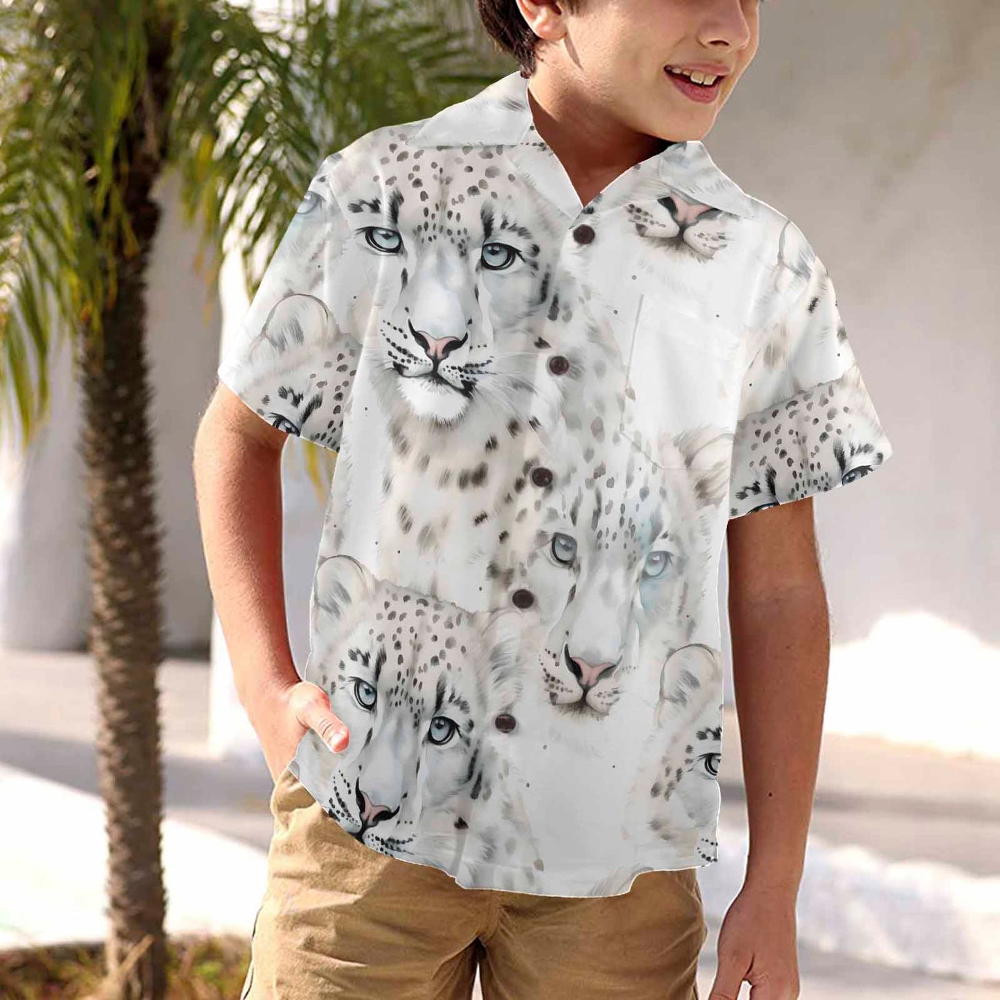 Leopard  Little Boys Hawaiian Shirt