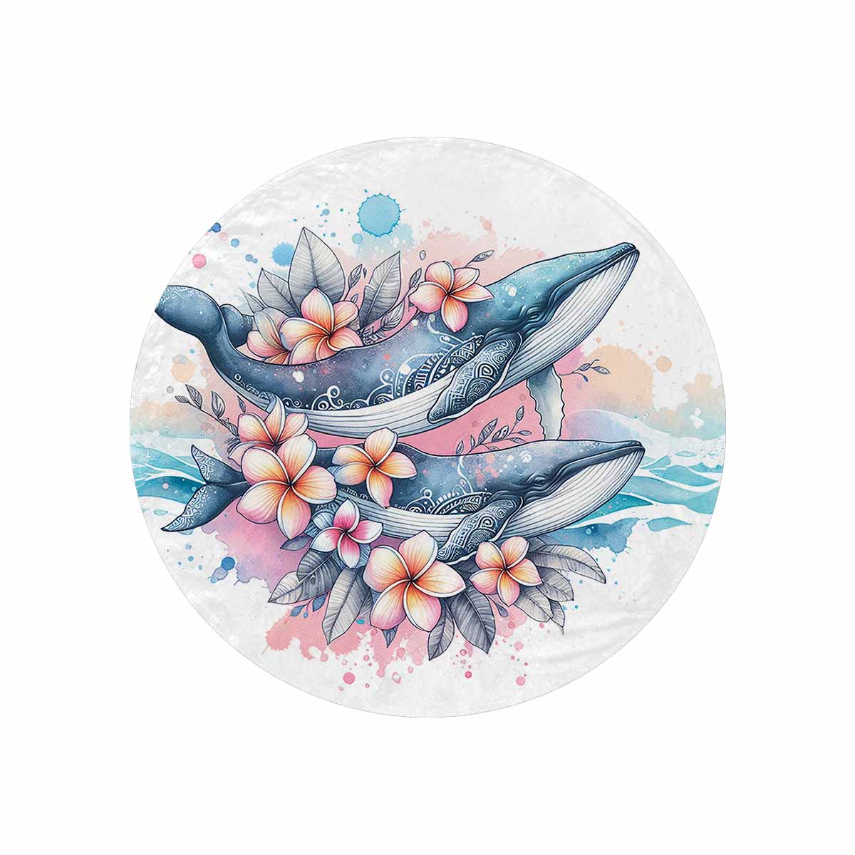 Sea_Animals_Dolphins_Awd351104  Circular Micro Fleece Blanket 47"