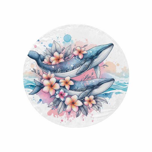 Sea_Animals_Dolphins_Awd351104  Circular Micro Fleece Blanket 47"