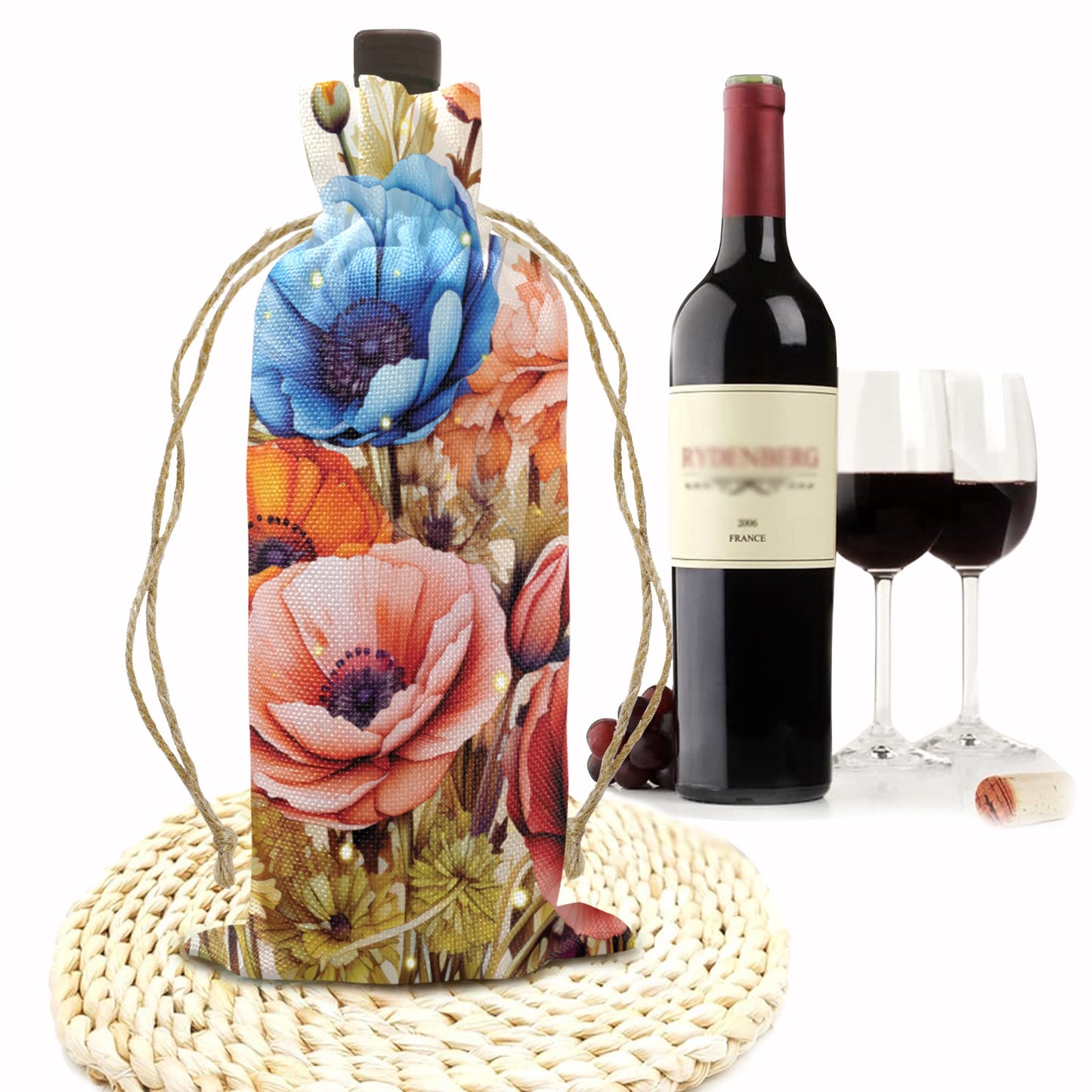 Wildflowers awd425 Linen Wine Bottle Bag