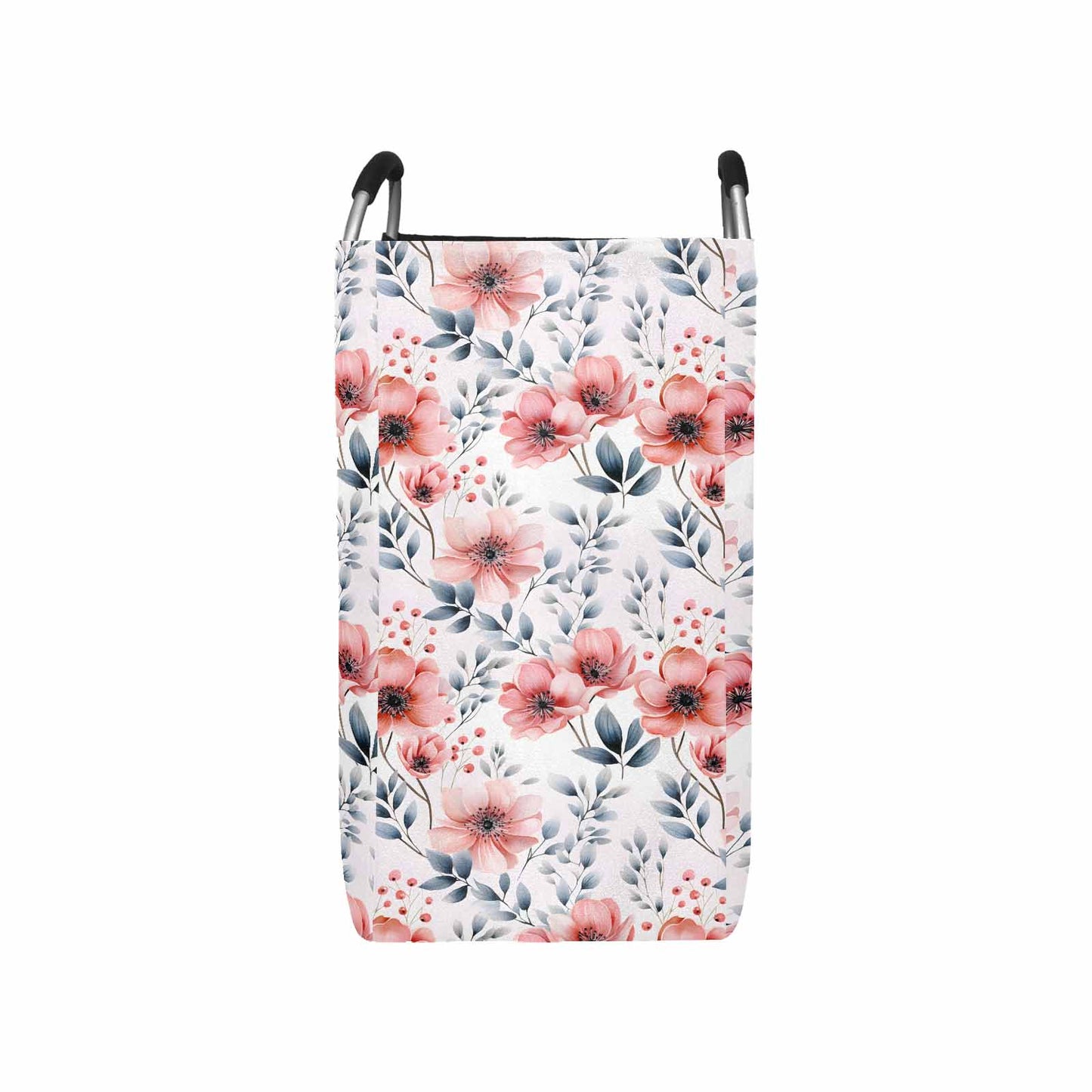 Apricot and Grey Floral  Square Laundry Basket