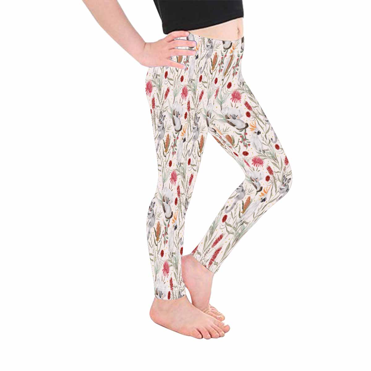 Australian Animals, Koala Cockatoo and Sugar Glider  Kid's Leggings