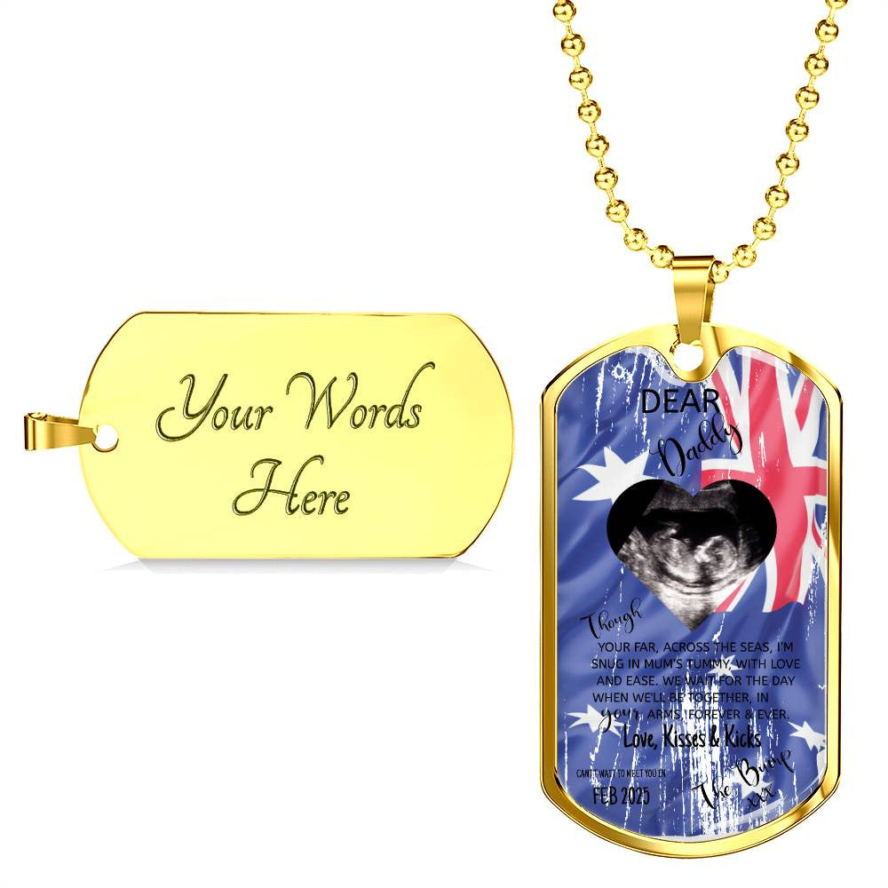 Dog Tag Personalised Dear Daddy Can't Wait to Meet you Pendant