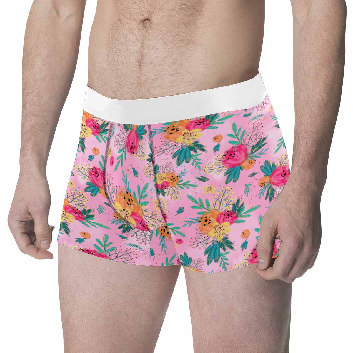 Australian Floral Pink Men's All Over Print Boxer Briefs (Made In AUS)