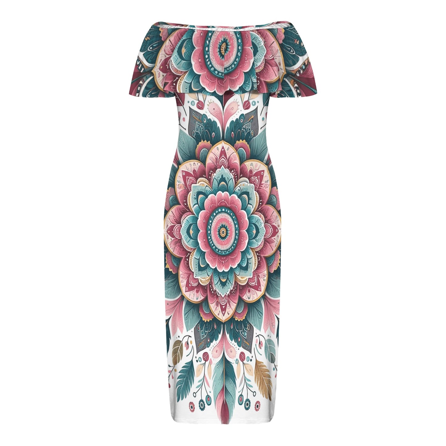 Mandalla_Awd35183 Women's Off Shoulder Ruffle Boat Neck Dress (Model D71)