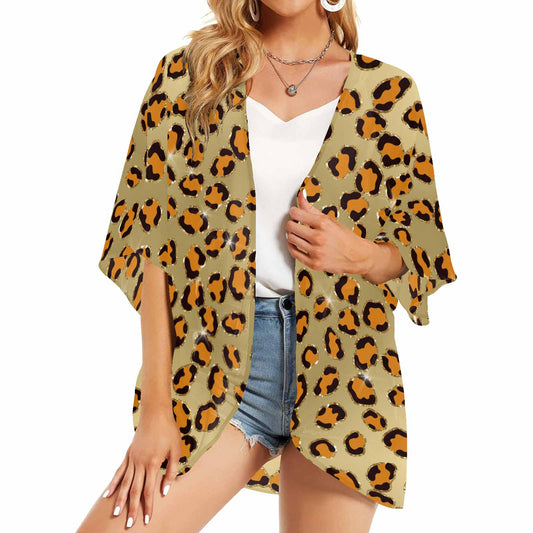 Animal Print 10  Women's Kimono Chiffon Cover Up