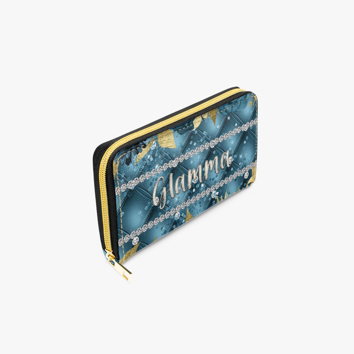 Long Type Zipper Purse - Teal Floral - Glamma