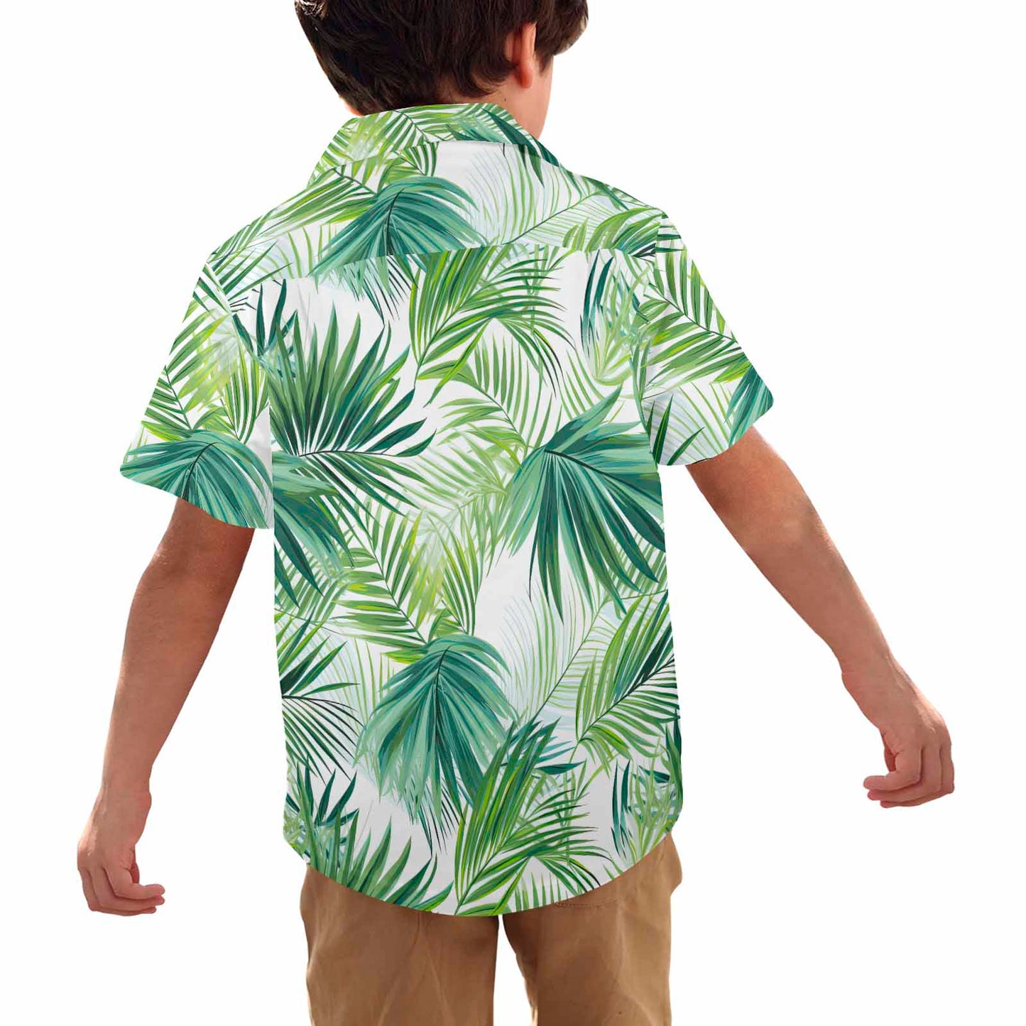 Green Palm Leaves  Little Boys Hawaiian Shirt