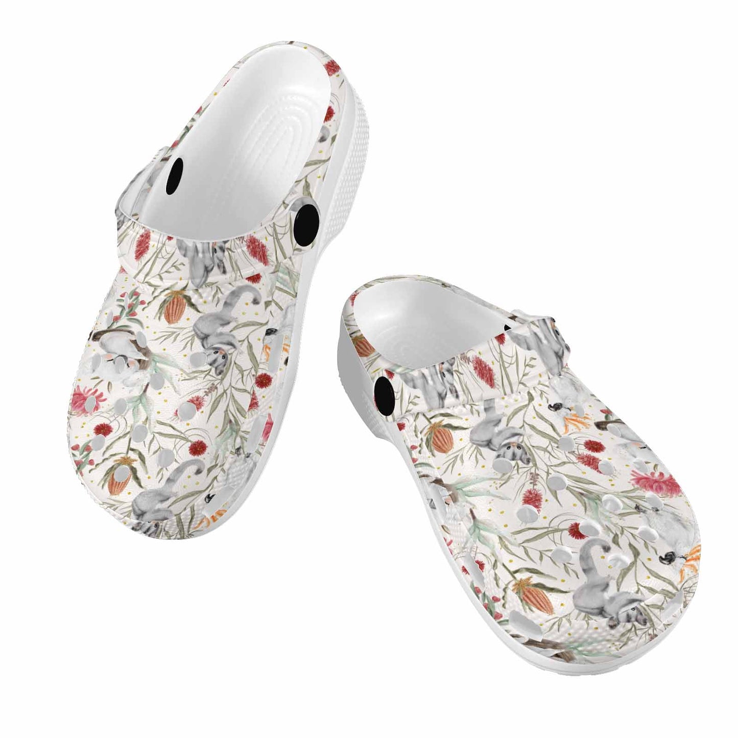 Australian Animals, Koala Cockatoo and Sugar Glider  Custom Print Kids Clogs