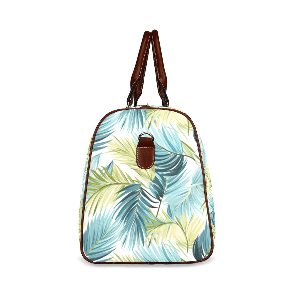 Palm Leaves Blue Greeen Waterproof Travel Bag/Small (Model 1639)