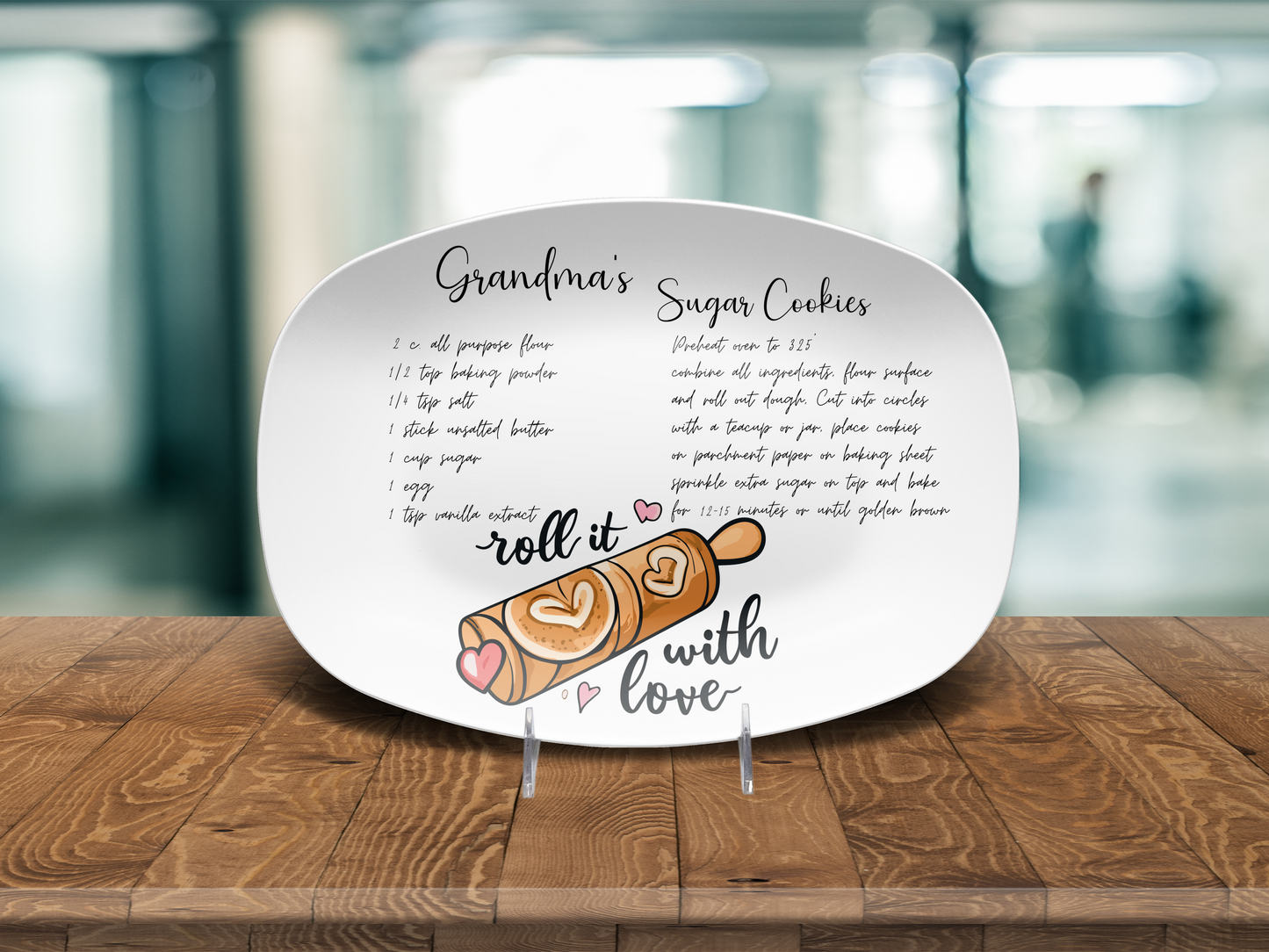 Personalised Handwritten Family Recipe Heirloom Roll it with Love Plate/Platter