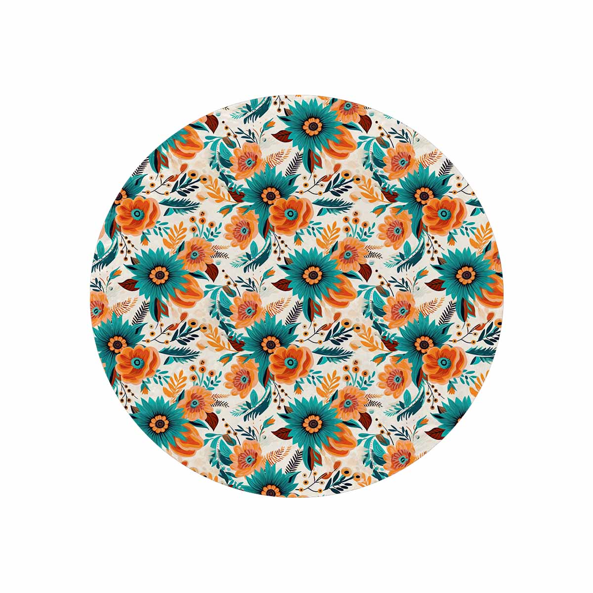 Boho Retro Floral  Circular Micro Fleece Blanket 60"