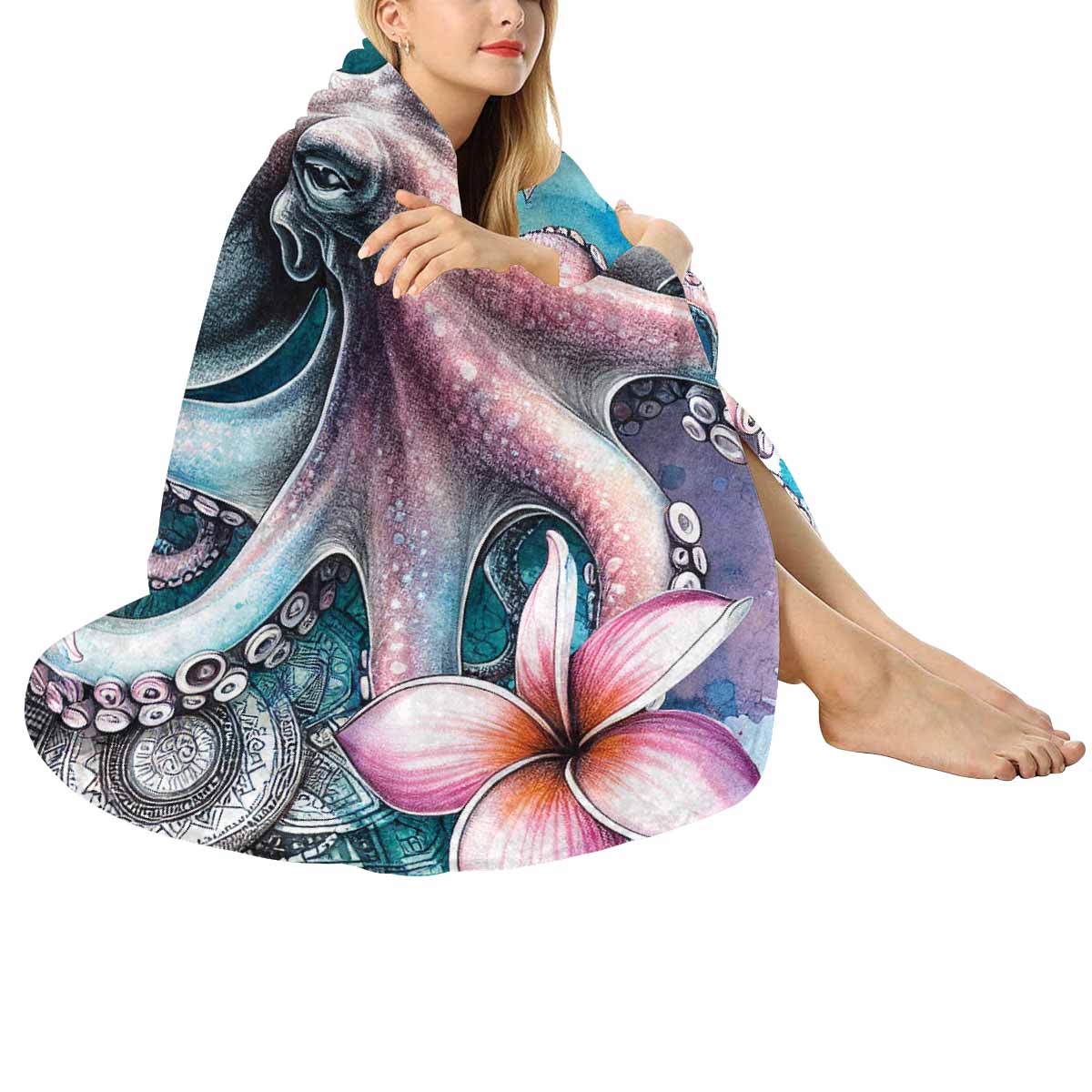 Sea_Animals_Octapus_Awd35199  Circular Micro Fleece Blanket 60"