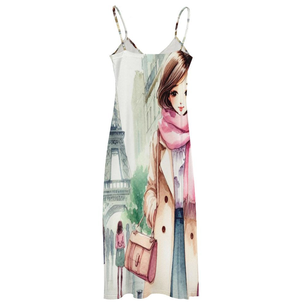 Just a Girl who Loves Travel Spaghetti Strap Ankle-Length Dress Long dress