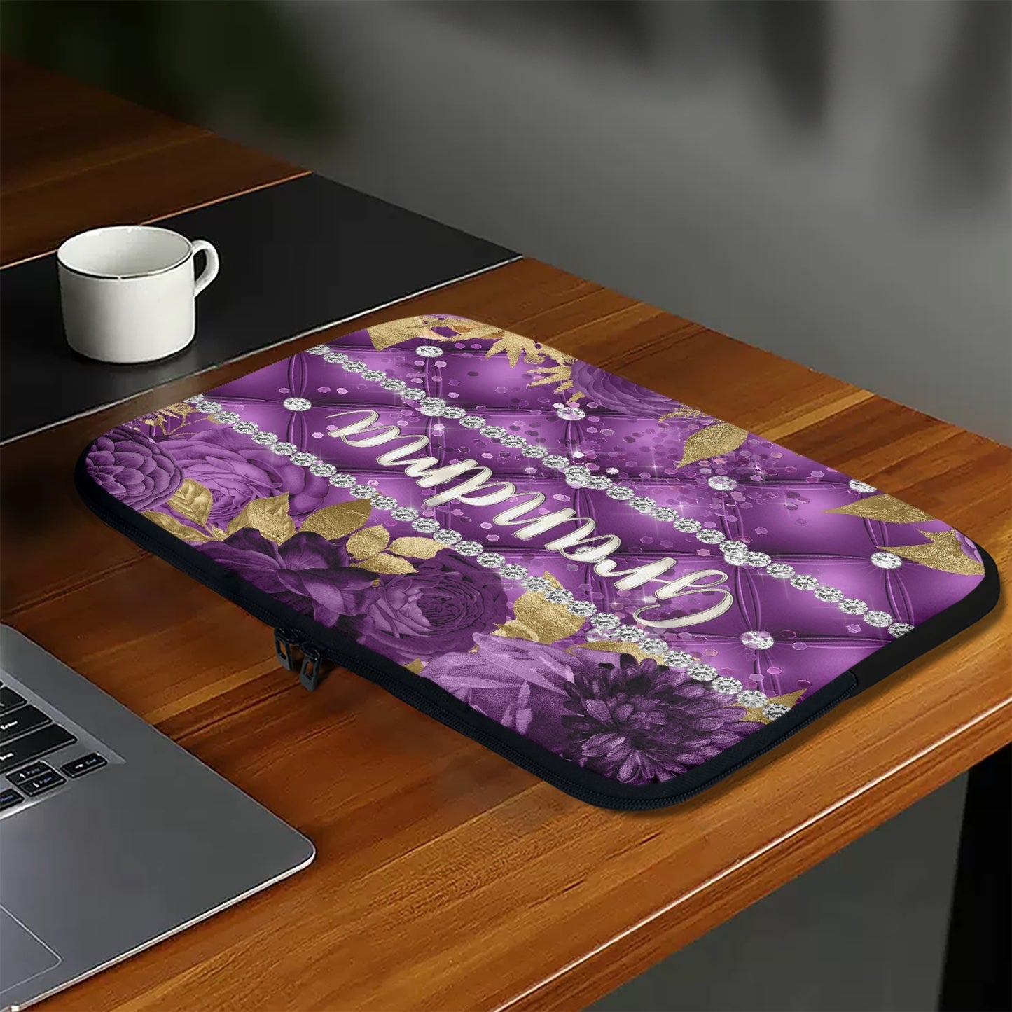 Laptop Sleeve - without handles - Purple Floral - Grandma