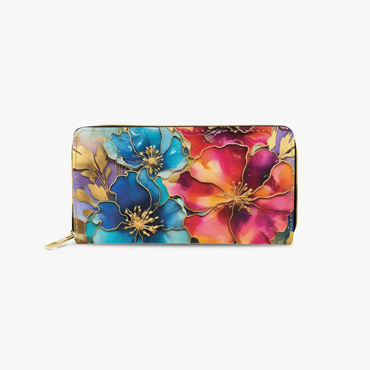 Long Type Zipper Purse - Floral