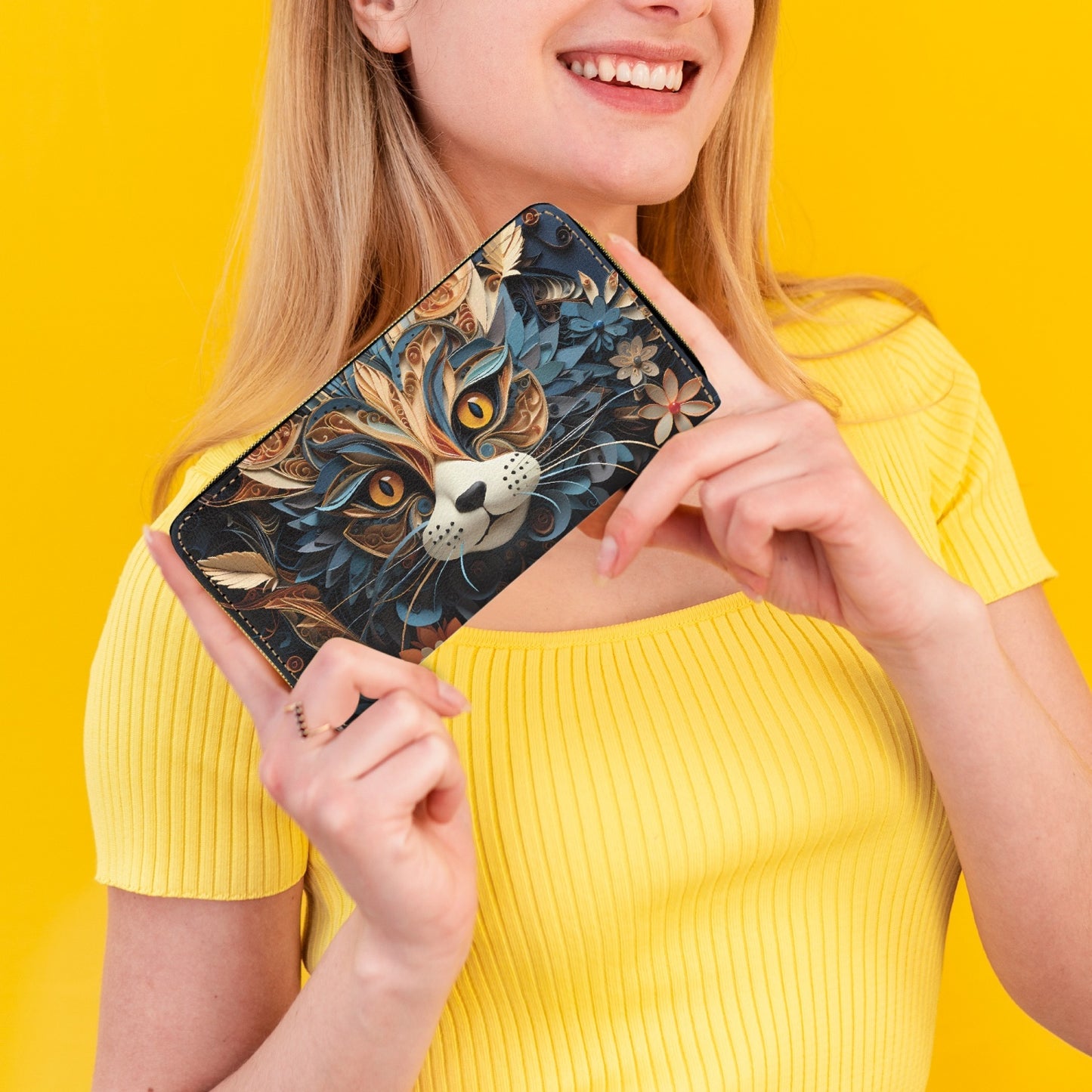 Long Type Zipper Purse - Cat