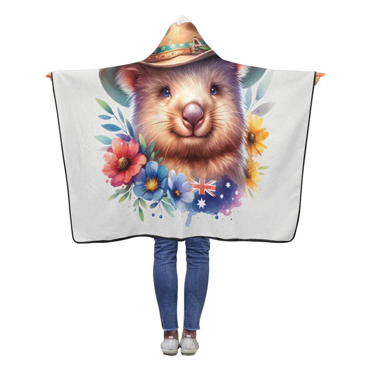 Australian Animal Wombat Awd1320  Hooded Blanket 50"x40"