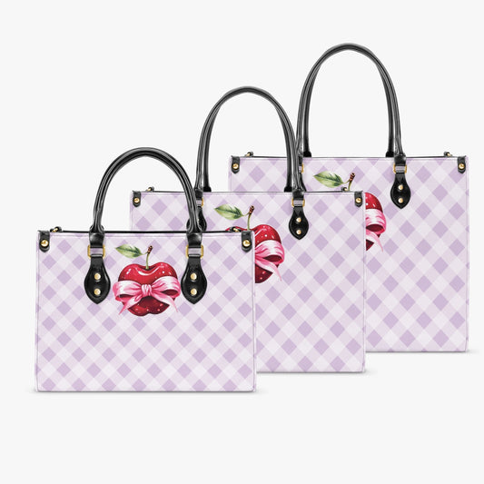 Women's Tote Bag - Rockabilly - Apple Plaid Lilac Lge Squares