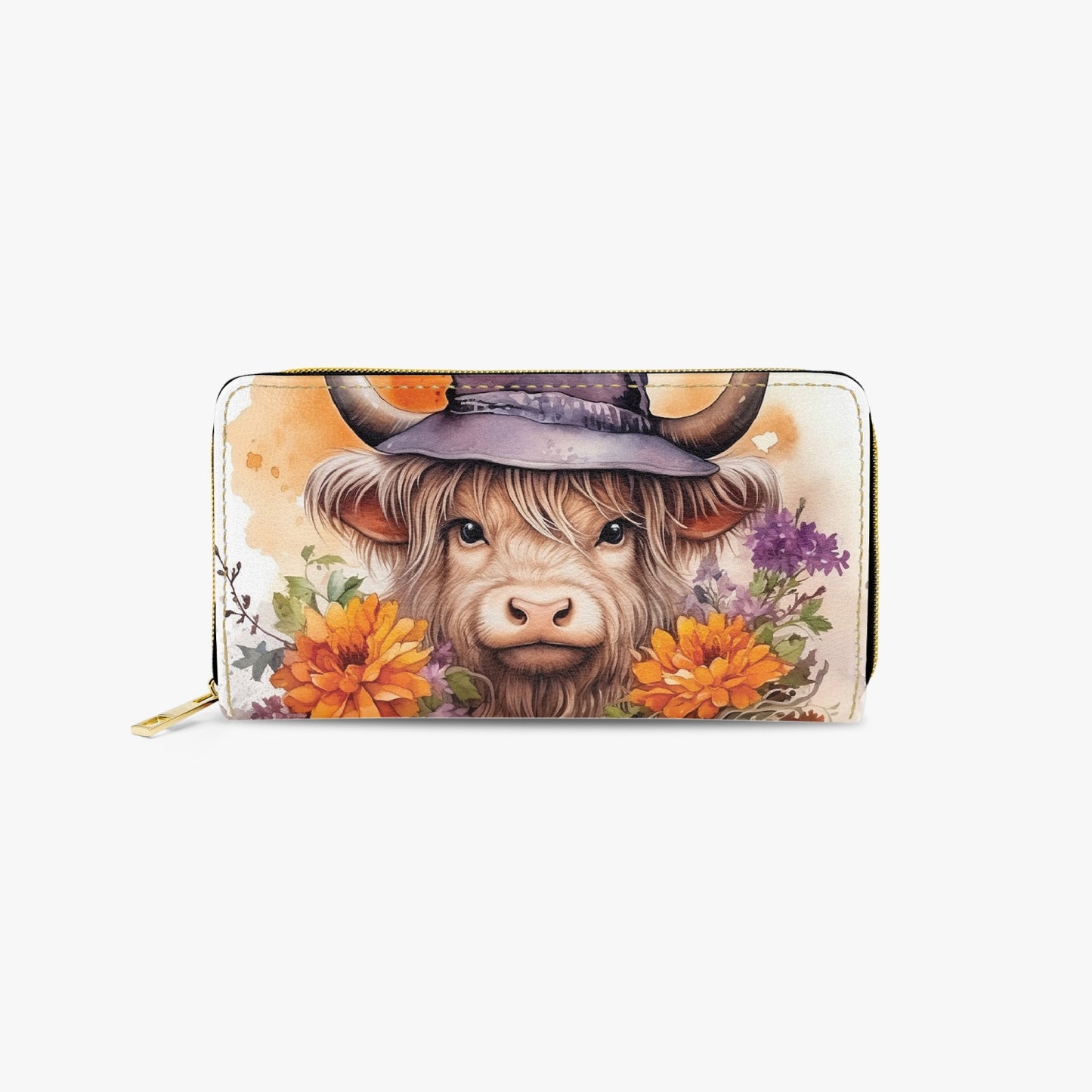 Long Type Zipper Purse - Highland Cow