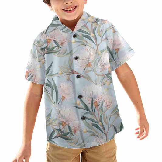 Australian Floral Blue  Little Boys Hawaiian Shirt