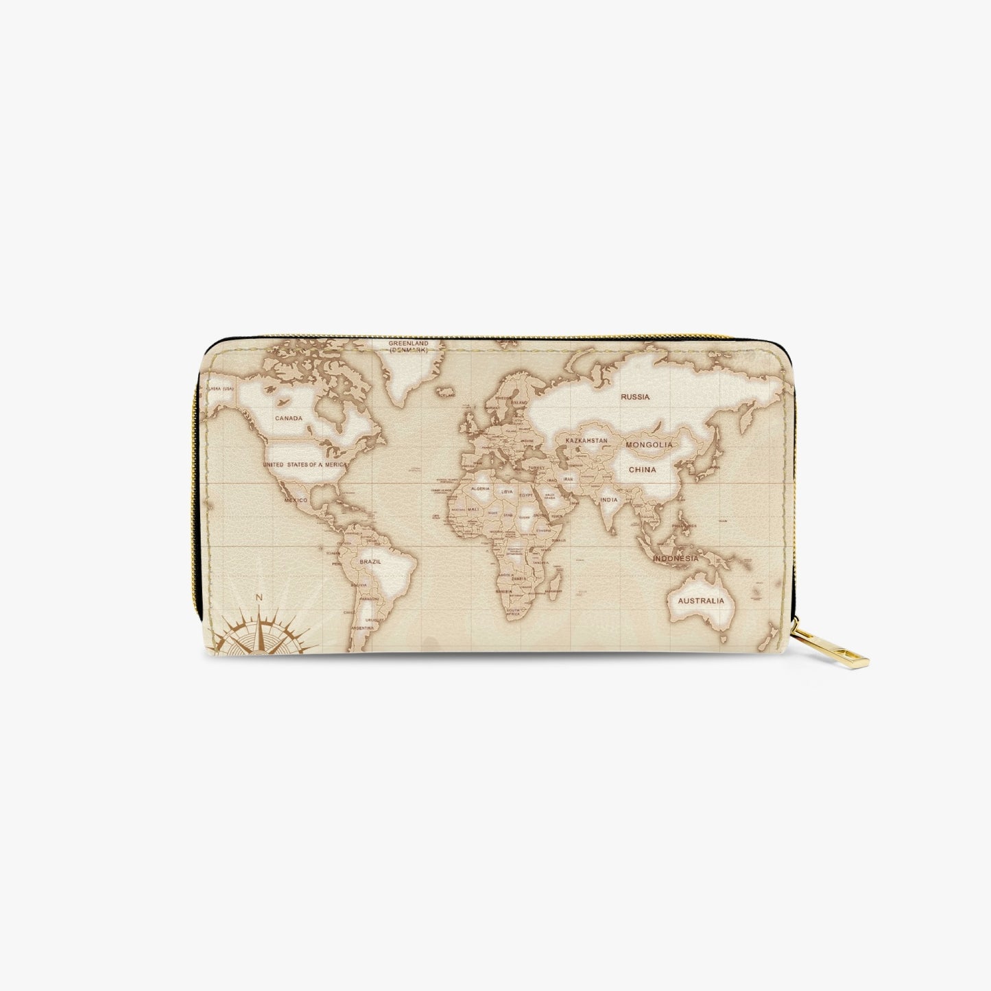 Long Type Zipper Purse, World Map, awd-1355