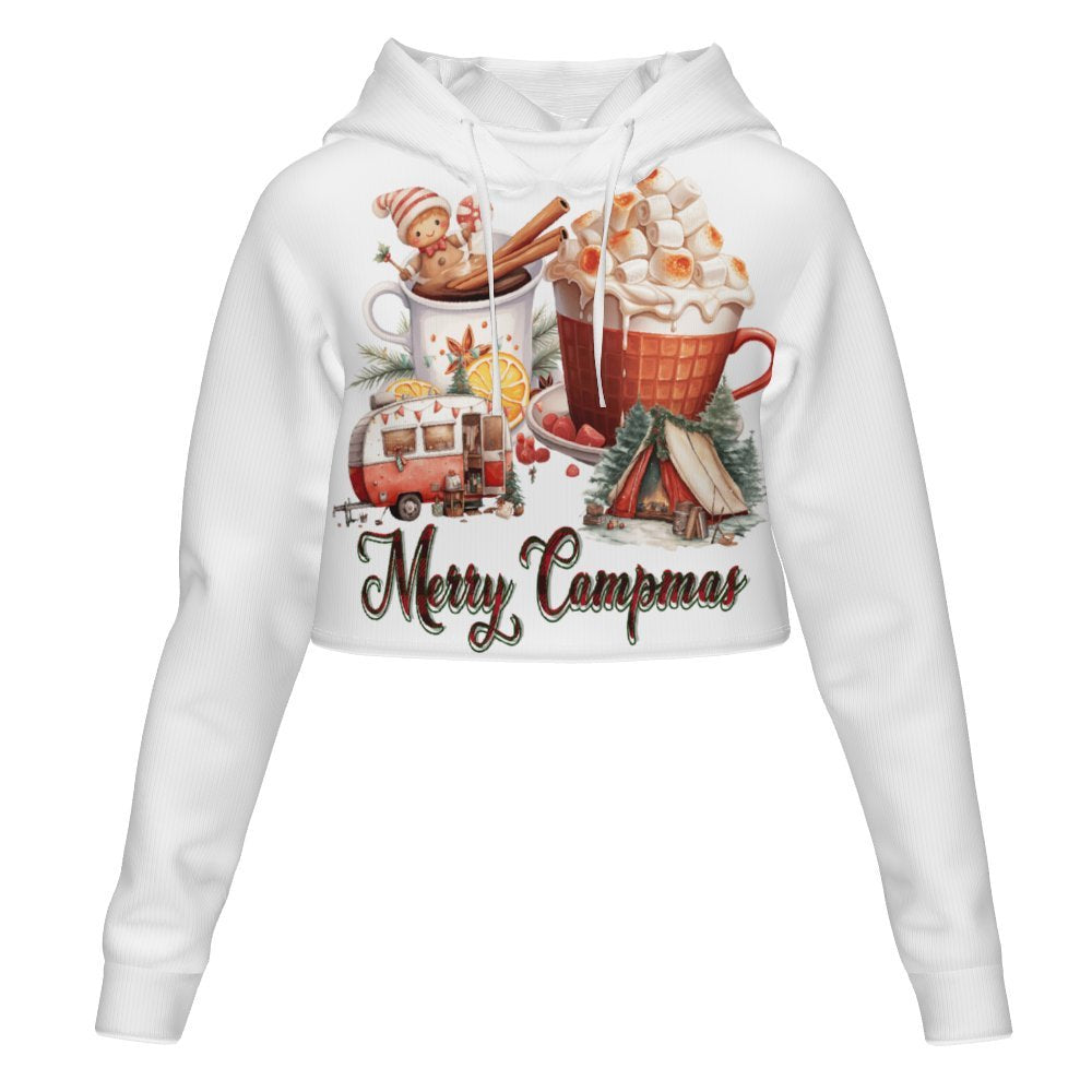 Women's All Over Print Cropped Hoodie (DLM) Hooded hoodie