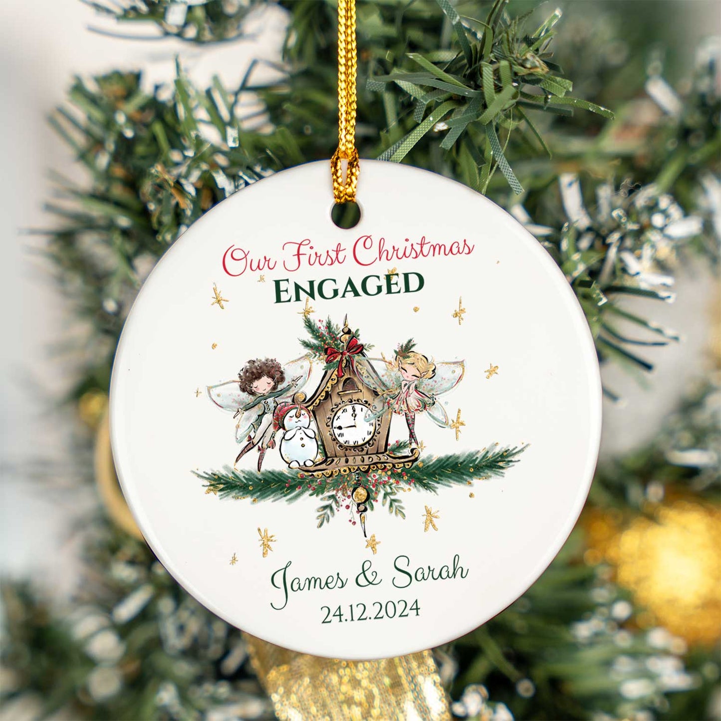 Personalised Our First Christmas Married/Engaged Ceramic Ornament