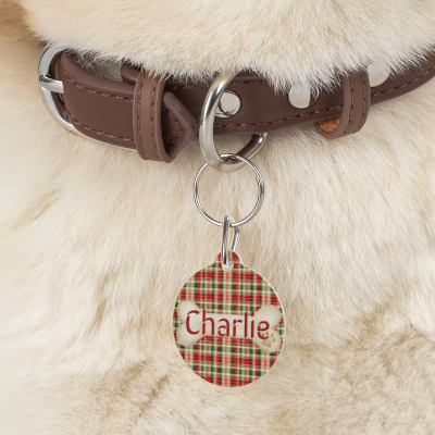 Tartan Collection 8 - Pet Tag Round and Bone Shape, Bandana, Lead, Dinner Bowl, Pet Bed