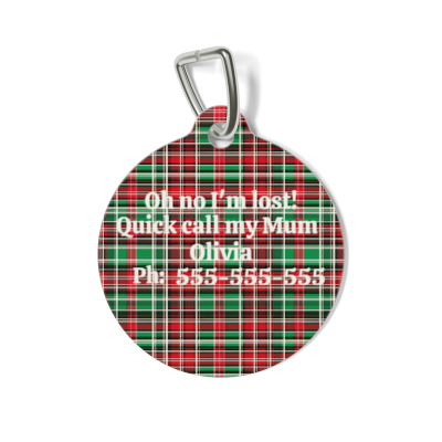 Tartan Collection 10 - Pet Tag Round and Bone Shape, Bandana, Lead, Dinner Bowl, Pet Bed