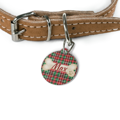 Tartan Collection 10 - Pet Tag Round and Bone Shape, Bandana, Lead, Dinner Bowl, Pet Bed