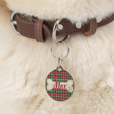 Tartan Collection 10 - Pet Tag Round and Bone Shape, Bandana, Lead, Dinner Bowl, Pet Bed