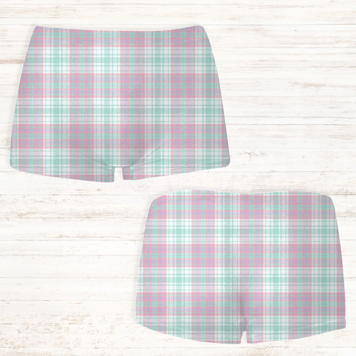 Women's Personalised Gingham Tartan Boxer Shorts