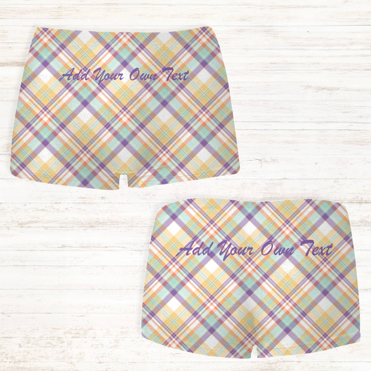 Women's Personalised Gingham Tartan Boxer Shorts