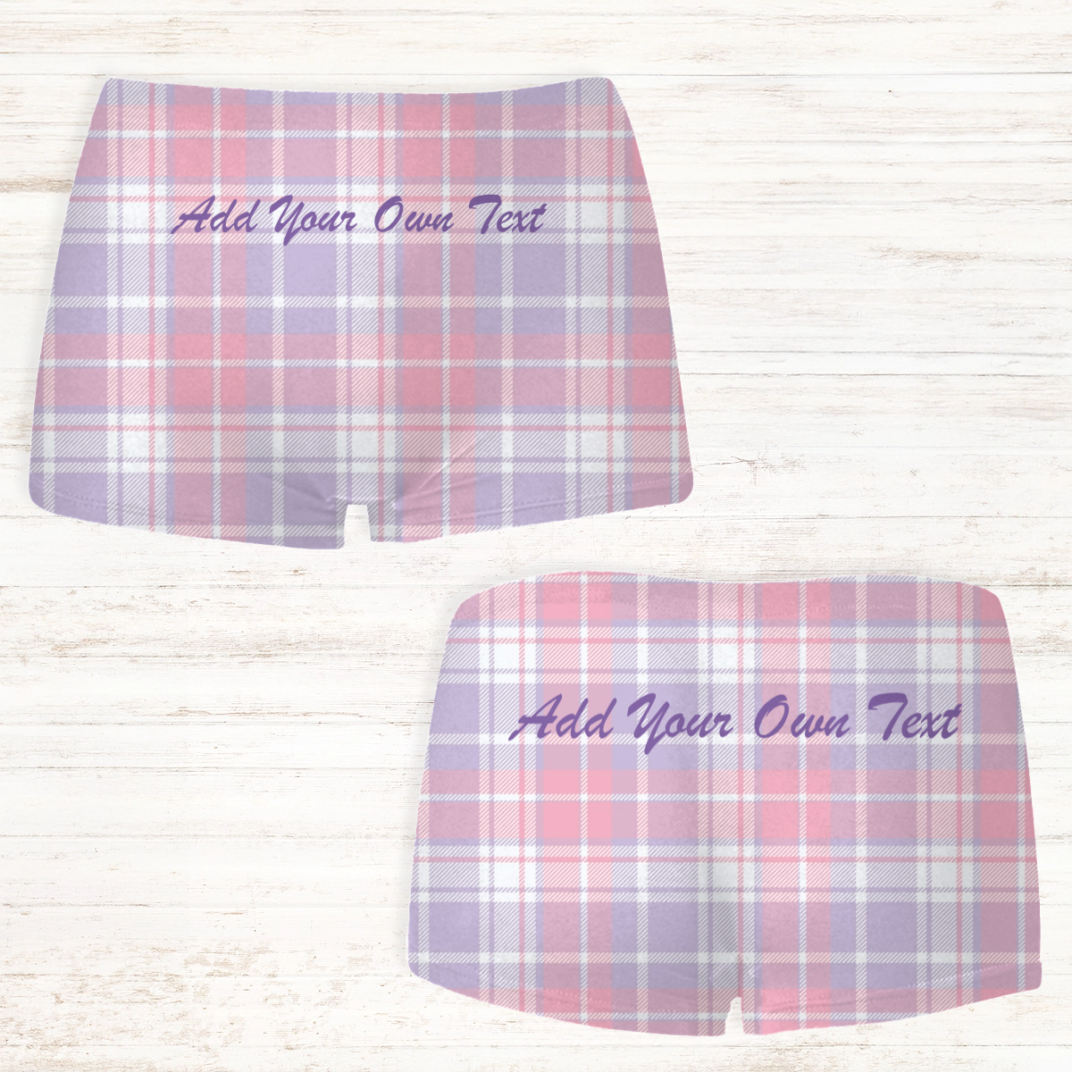 Women's Personalised Gingham Tartan Boxer Shorts