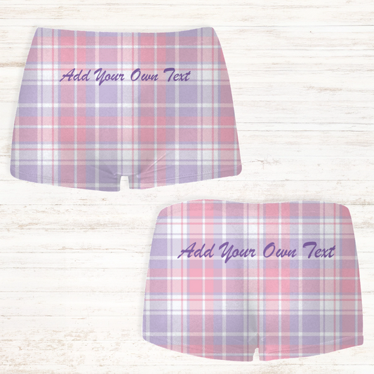 Women's Personalised Gingham Tartan Boxer Shorts